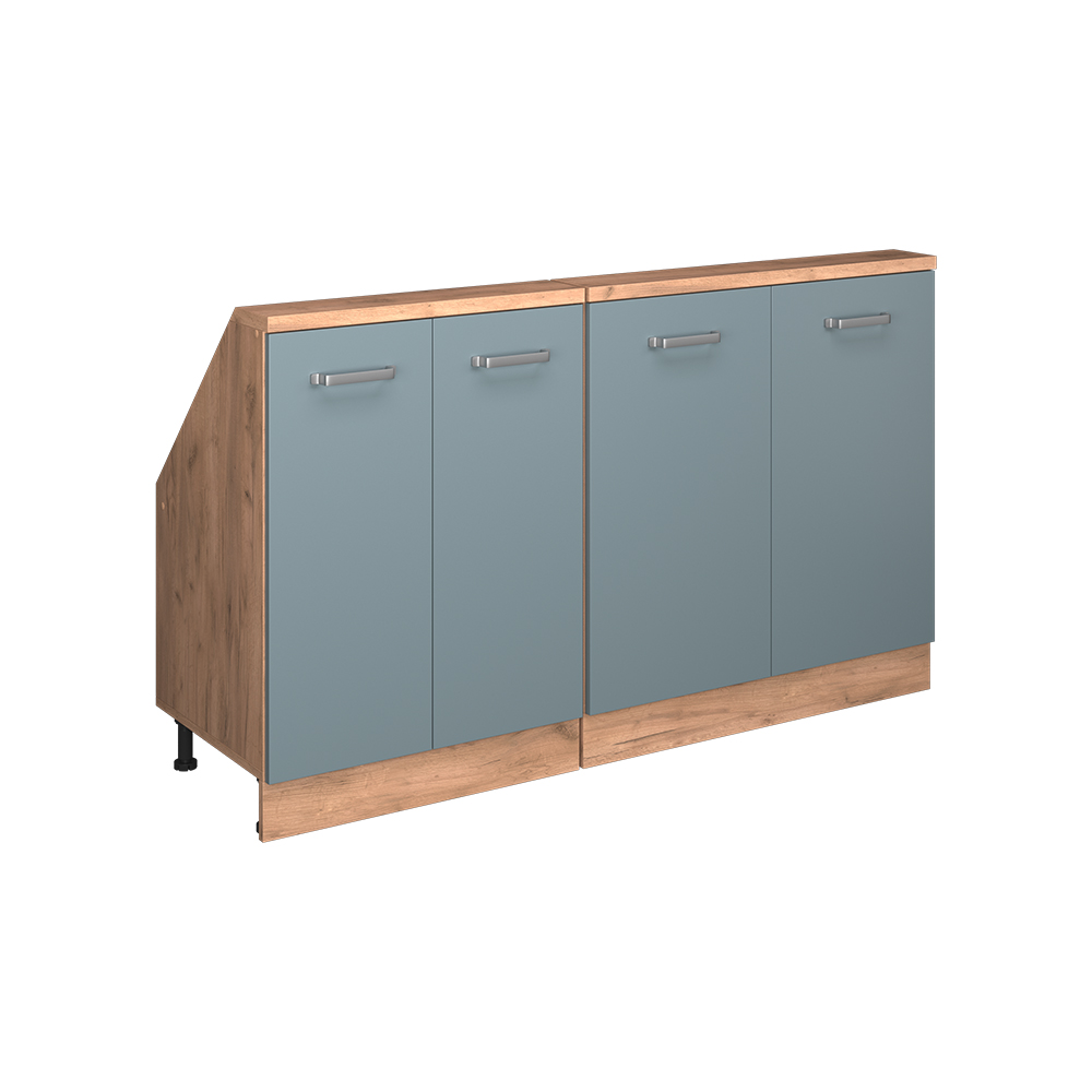Küchenschrank Für Dachschrägen R-line, Blau-grau/goldkraft Eiche, 140 Cm 2er Set, Vicco