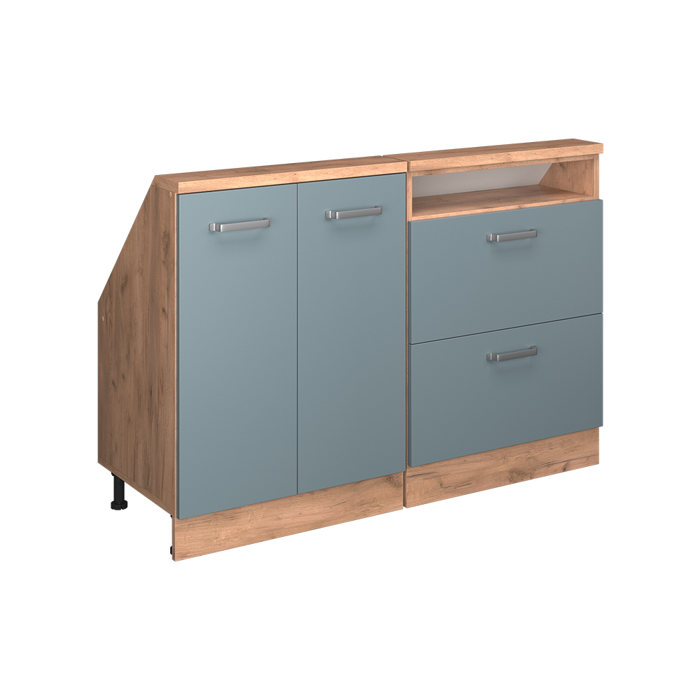 Küchenschrank Für Dachschrägen R-line, Blau-grau/goldkraft Eiche, 120 Cm 2er Set, Vicco