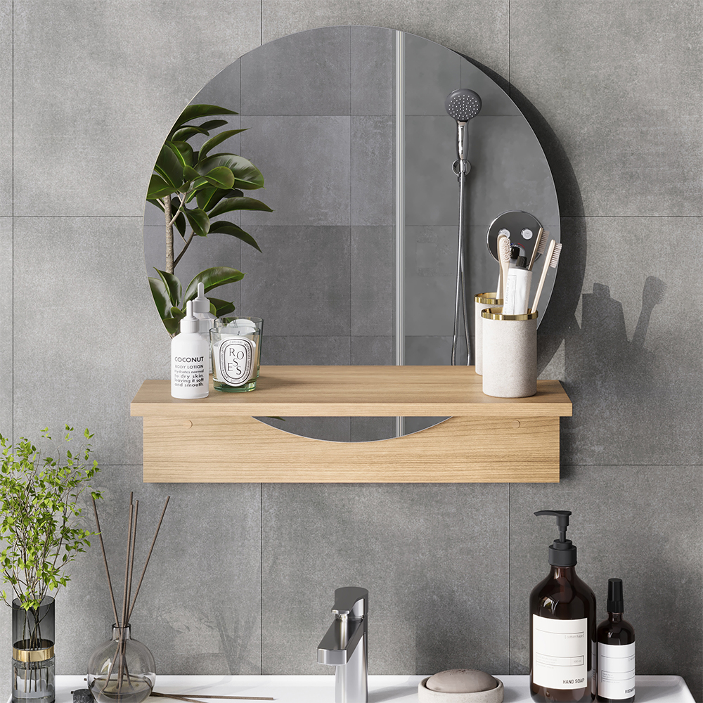 Badezimmerspiegel Elyra, Goldkraft Eiche, 50 X 54.5 Cm Mit Ablage, Vicco