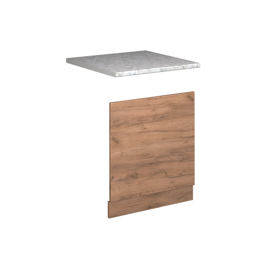 Frontblende Fame-line, Goldkraft Eiche, 60 Cm , Ap Marmor, Vicco