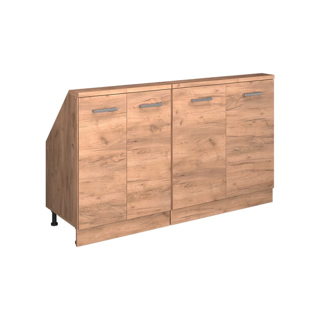 Küchenschrank Für Dachschrägen R-line, Goldkraft Eiche, 140 Cm 2er Set, Vicco