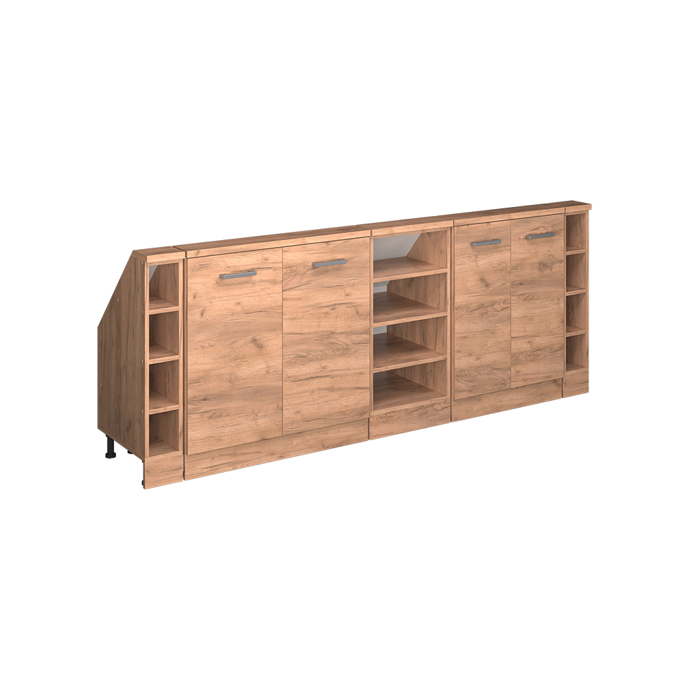 Küchenschrank Für Dachschrägen R-line, Goldkraft Eiche, 210 Cm 5er Set, Vicco