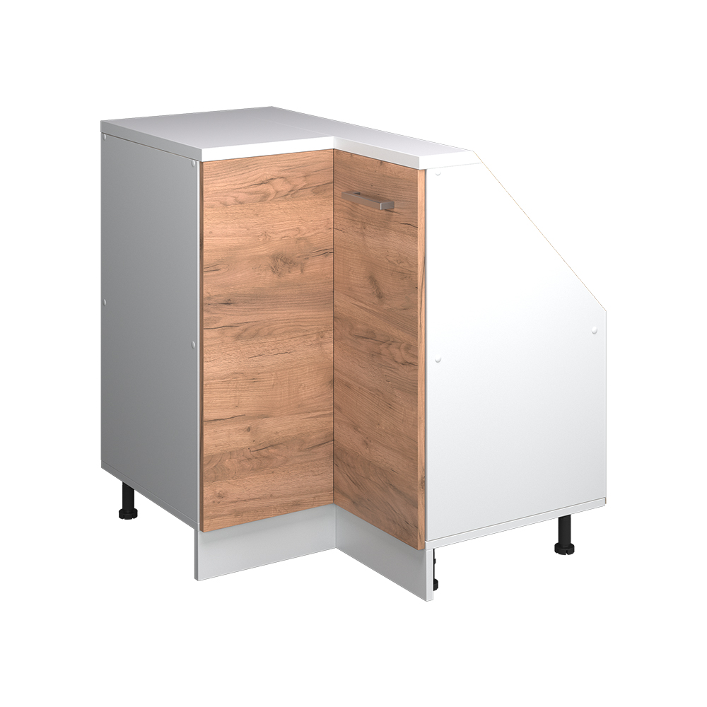 Eck-küchenschrank Für Dachschrägen R-line, Goldkraft Eiche, 75.6 Cm Mit 1 Tür, Vicco