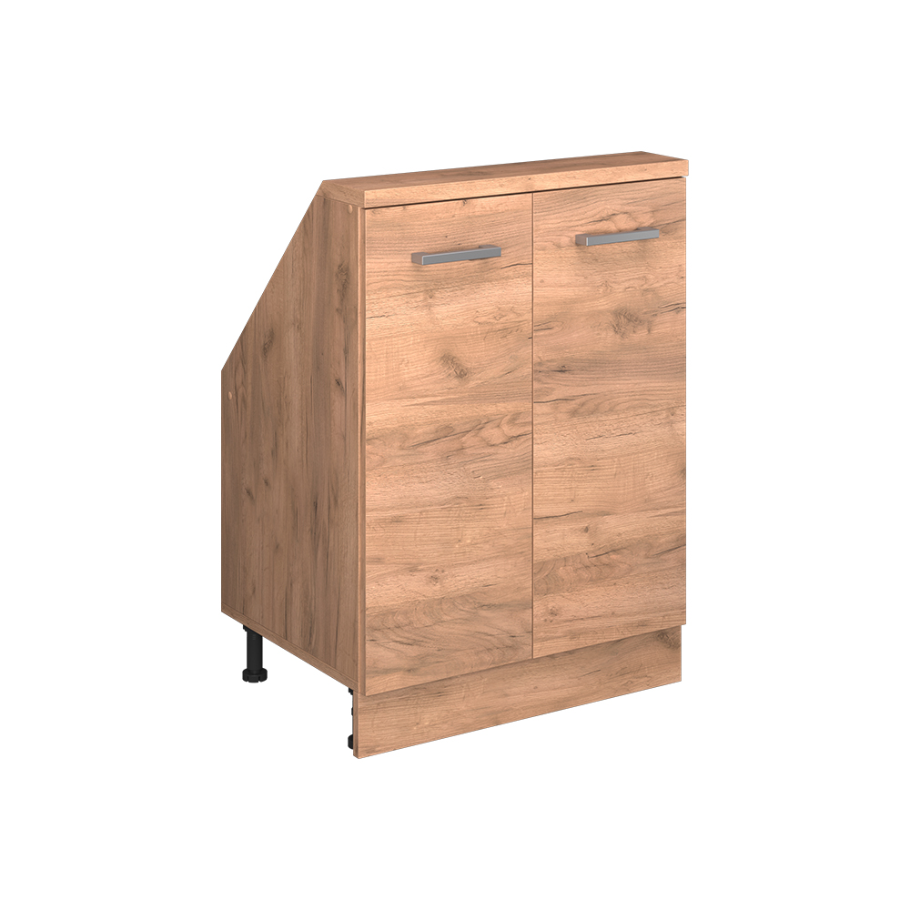 Küchenschrank Für Dachschrägen R-line, Goldkraft Eiche, 60 Cm Mit 2 Türen, Vicco