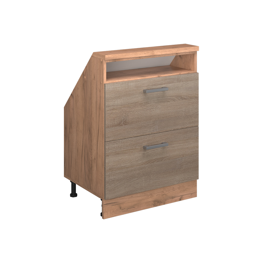 Küchenschrank Für Dachschrägen R-line, Sonoma/goldkraft Eiche, 60 Cm Mit 2 Schubladen, Vicco