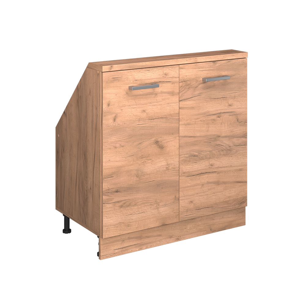Küchenschrank Für Dachschrägen R-line, Goldkraft Eiche, 80 Cm Mit 2 Türen, Vicco