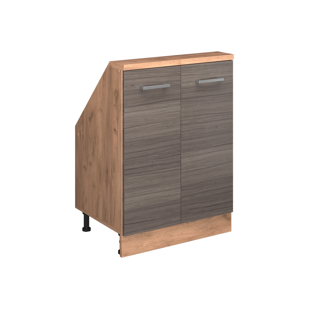Küchenschrank Für Dachschrägen R-line, Edelgrau/goldkraft Eiche, 60 Cm Mit 2 Türen, Vicco