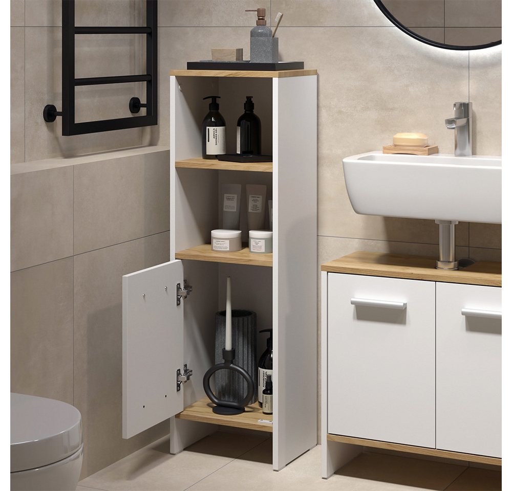 Badezimmermöbel-set Karli, Weiß/goldkraft Eiche, 2 Teile, Vicco