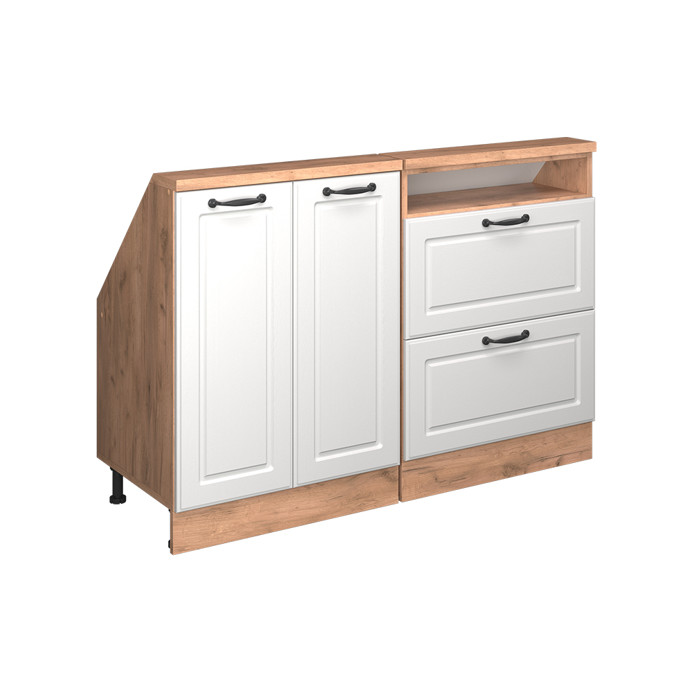 Küchenschrank Für Dachschrägen R-line, Weiß Landhaus/goldkraft Eiche, 120 Cm 2er Set, Vicco