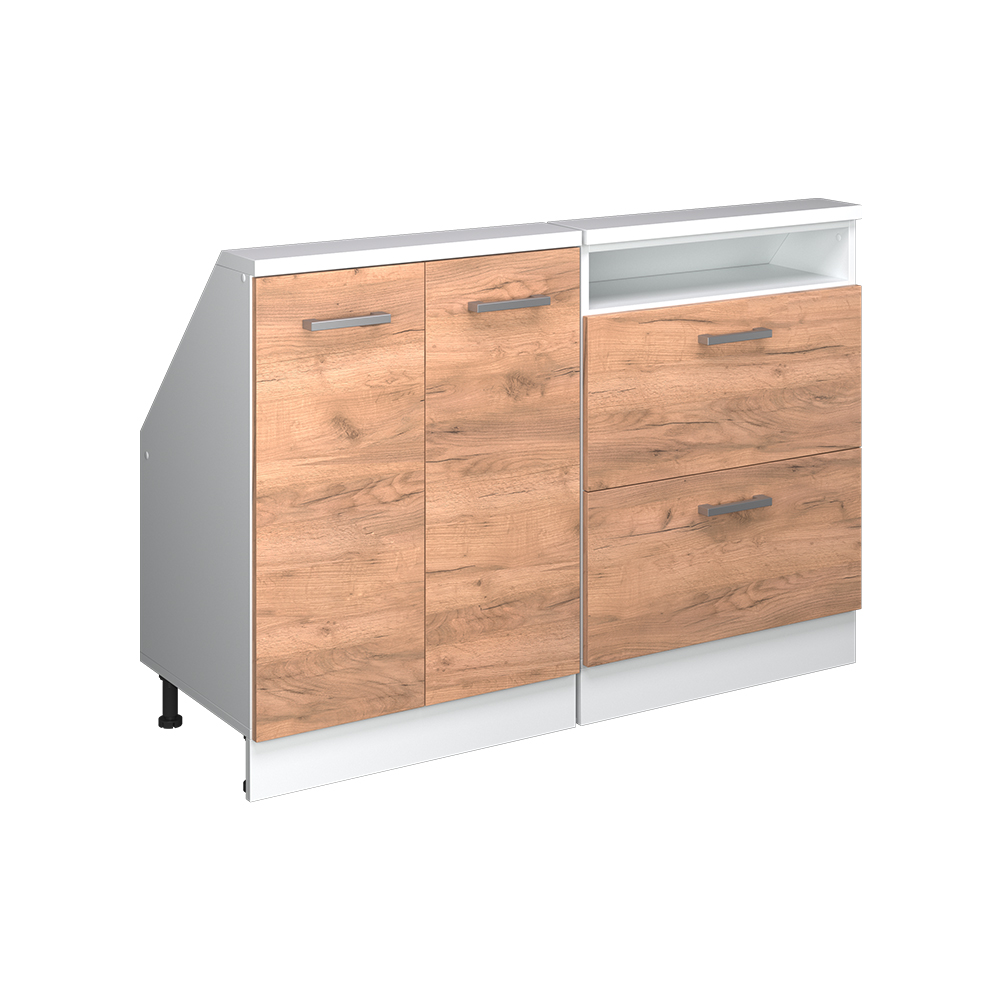 Küchenschrank Für Dachschrägen R-line, Goldkraft Eiche/weiß, 120 Cm 2er Set, Vicco