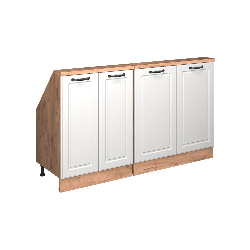 Küchenschrank Für Dachschrägen R-line, Weiß Landhaus/goldkraft Eiche, 140 Cm 2er Set, Vicco