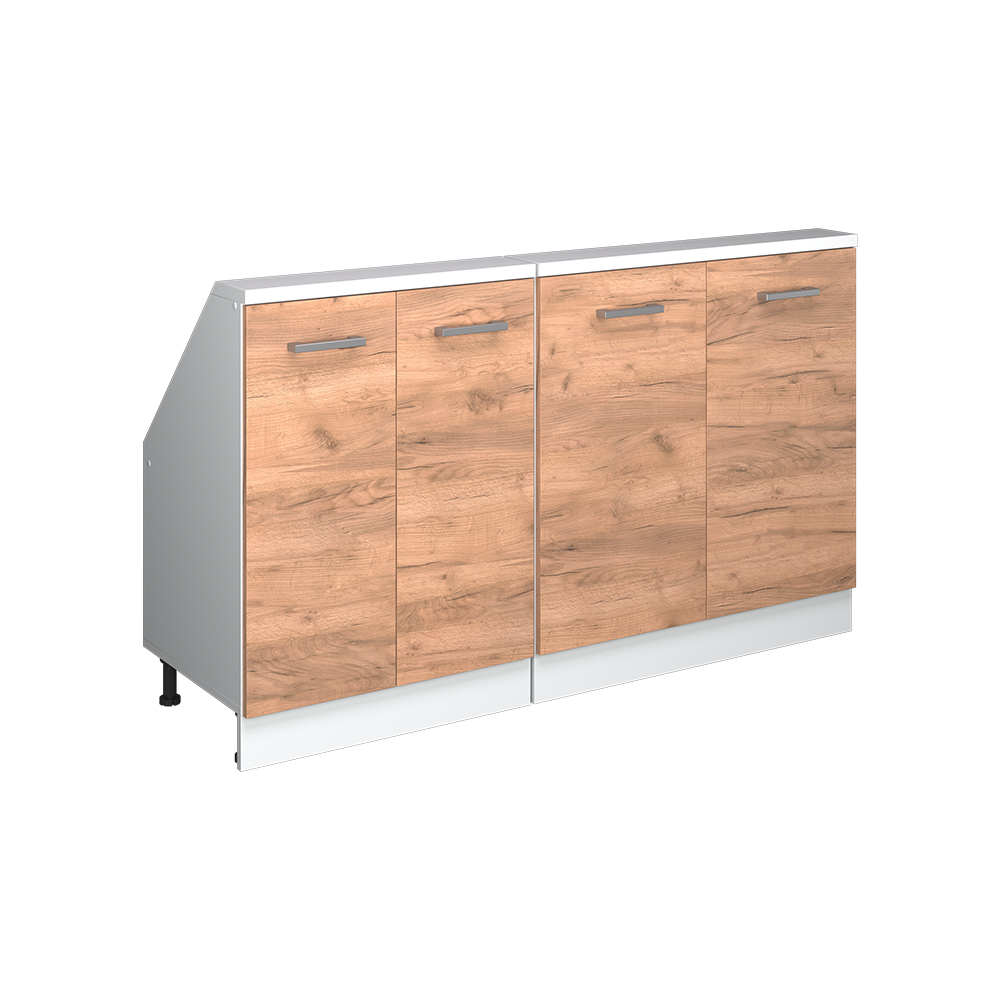Küchenschrank Für Dachschrägen R-line, Goldkraft Eiche/weiß, 140 Cm 2er Set, Vicco