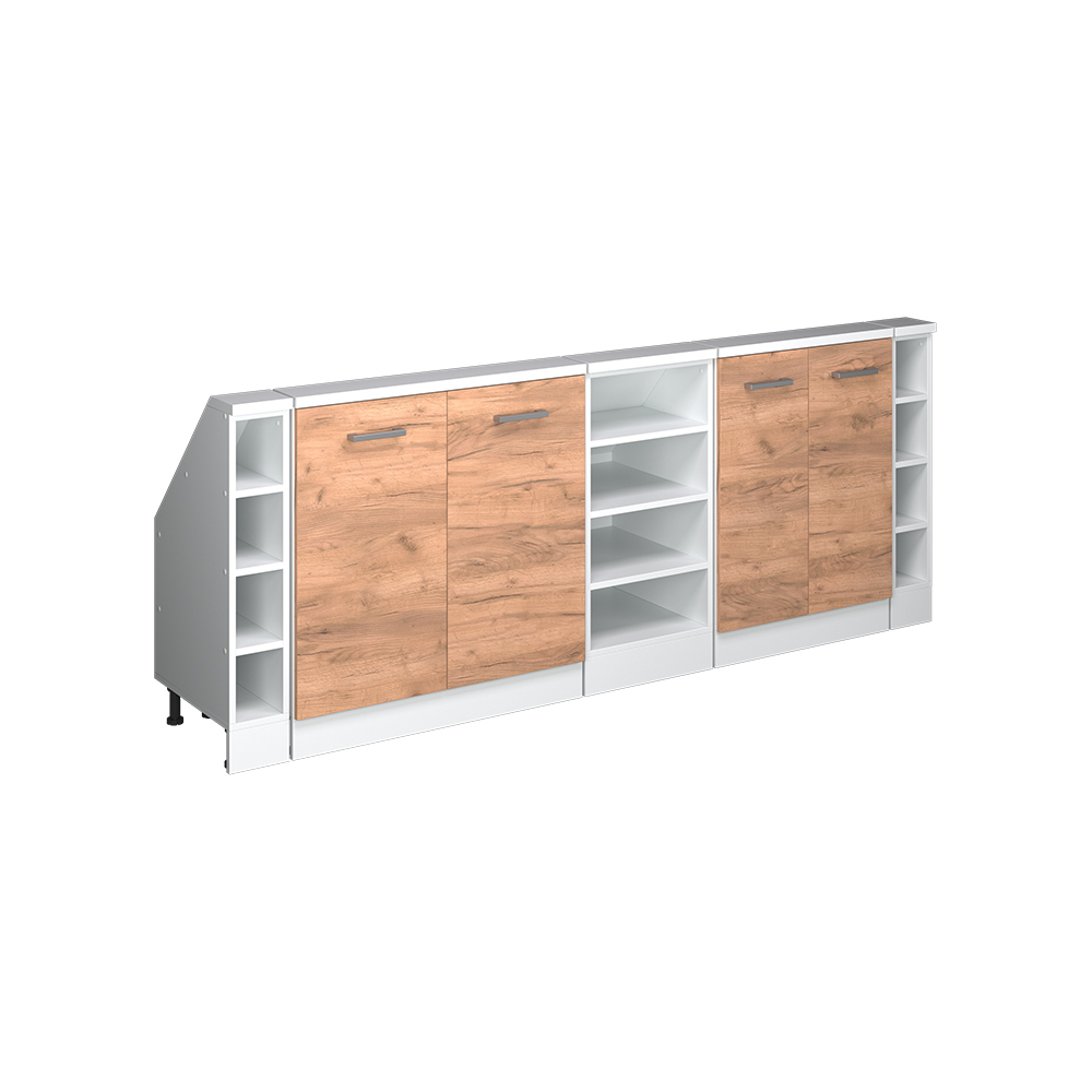 Küchenschrank Für Dachschrägen R-line, Goldkraft Eiche/weiß, 210 Cm 5er Set, Vicco