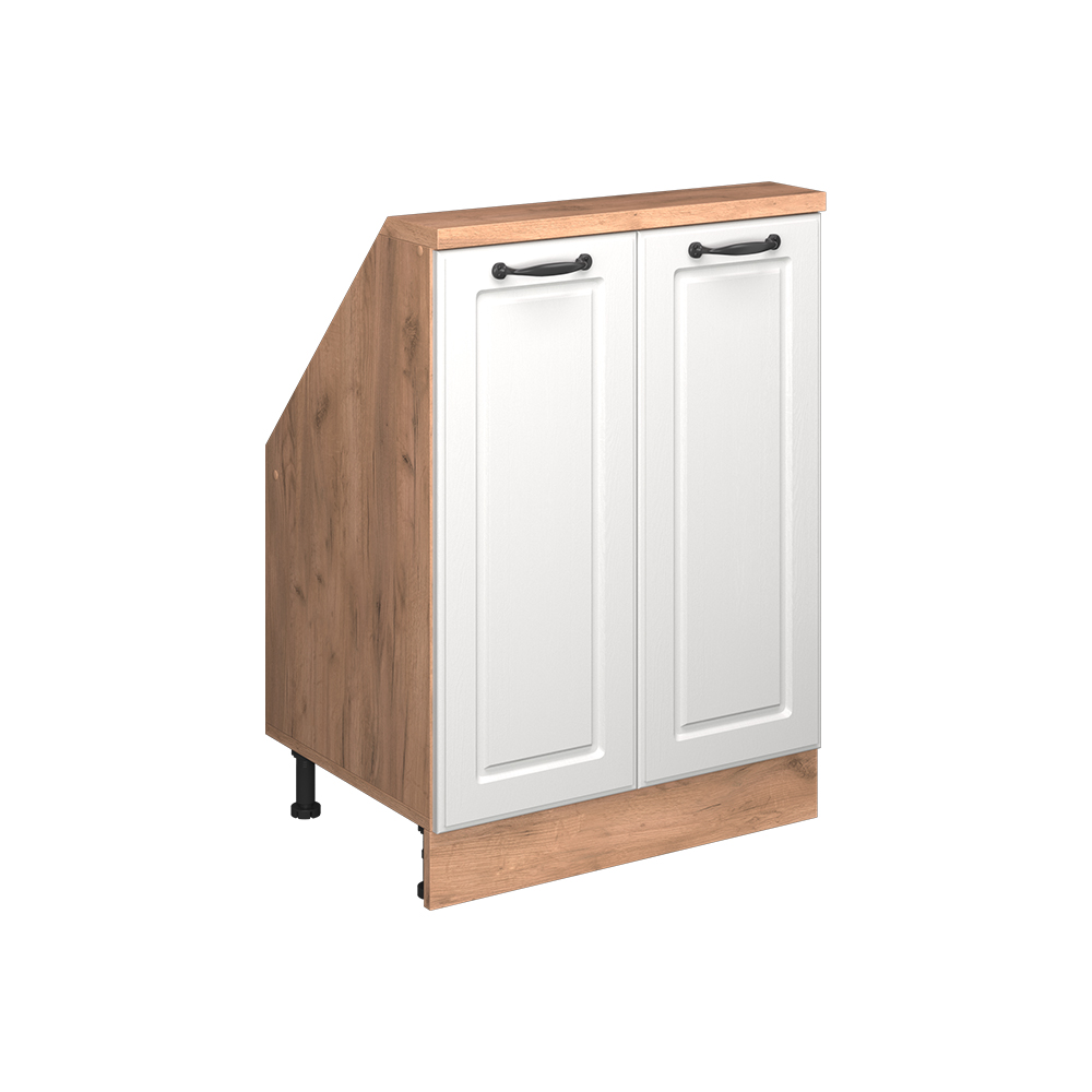 Küchenschrank Für Dachschrägen R-line, Weiß Landhaus/goldkraft Eiche, 60 Cm Mit 2 Türen, Vicco
