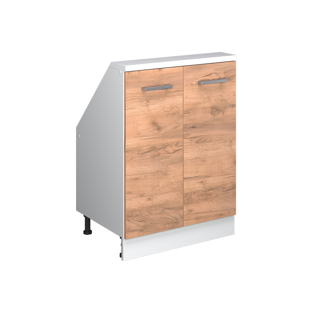 Küchenschrank Für Dachschrägen R-line, Goldkraft Eiche/weiß, 60 Cm Mit 2 Türen, Vicco