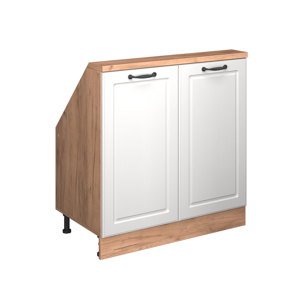 Küchenschrank Für Dachschrägen R-line, Weiß Landhaus/goldkraft Eiche, 80 Cm Mit 2 Türen, Vicco