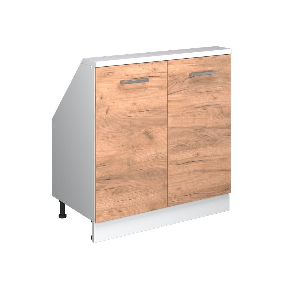 Küchenschrank Für Dachschrägen R-line, Goldkraft Eiche/weiß, 80 Cm Mit 2 Türen, Vicco