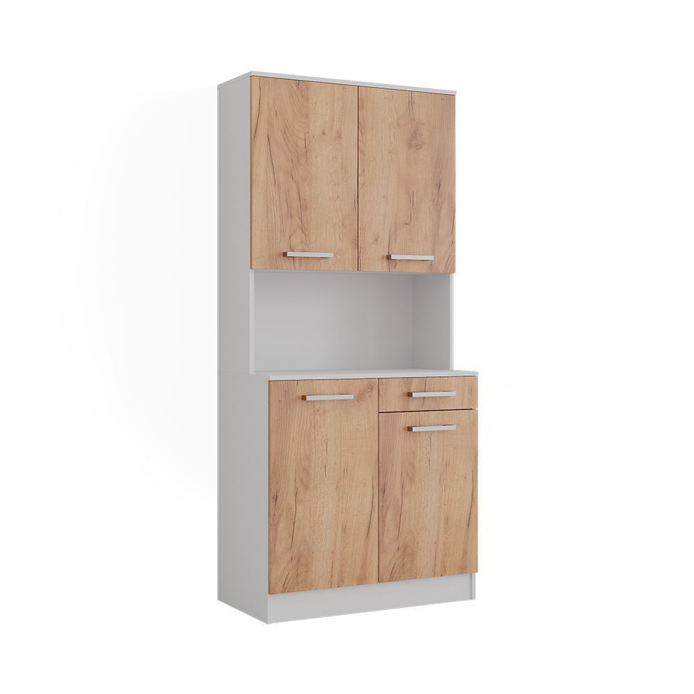 Küchenbuffet Raul, Weiß/goldkraft Eiche, 83.6 X 188.5 Cm Mit 4 Türen & 1 Schublade, Vicco