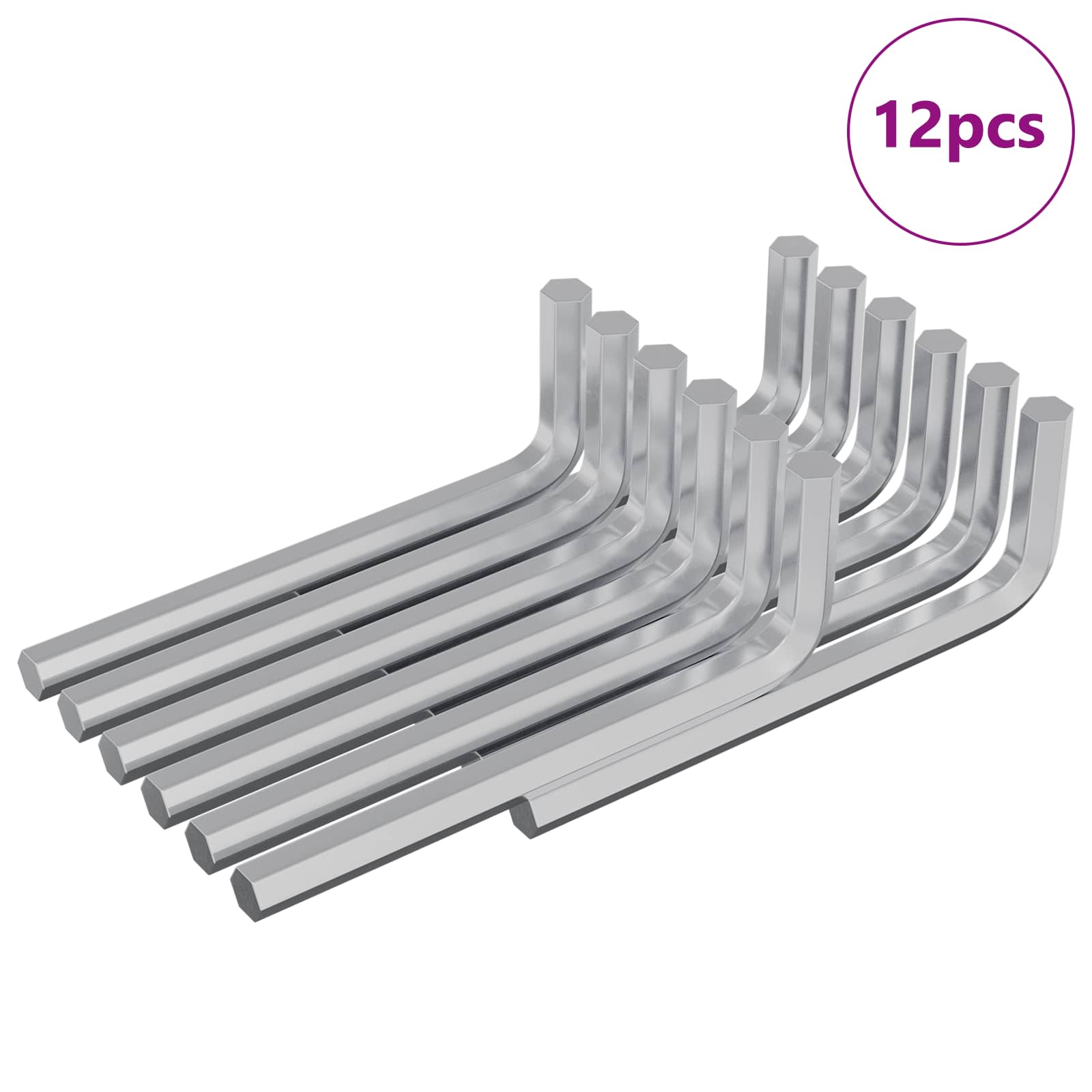 Vidaxl Hex Key 12 Pcs Silver 32 X 86 Mm Steel