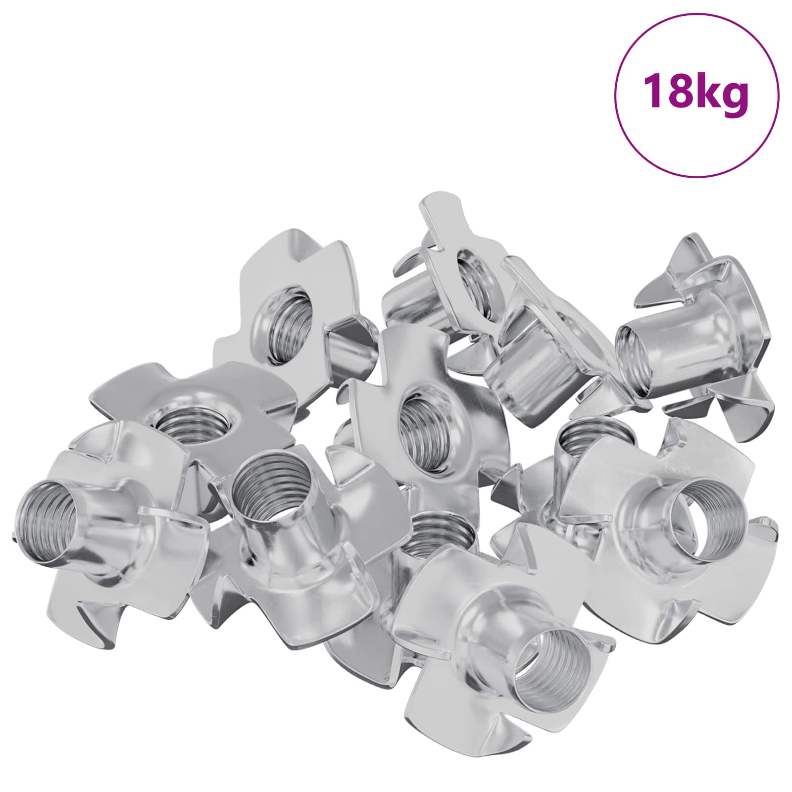 Vidaxl Pronged T-nut 7200 Pcs Silver M6 Mm Steel