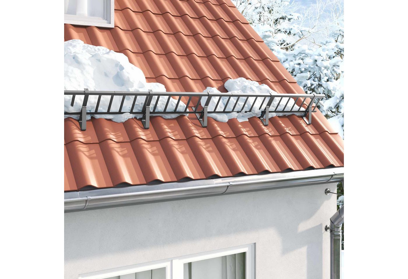 Vidaxl Snow Guard Support 2 Pcs Anthracite 29.5 X 3 X 34.5 Cm Steel Bild 3