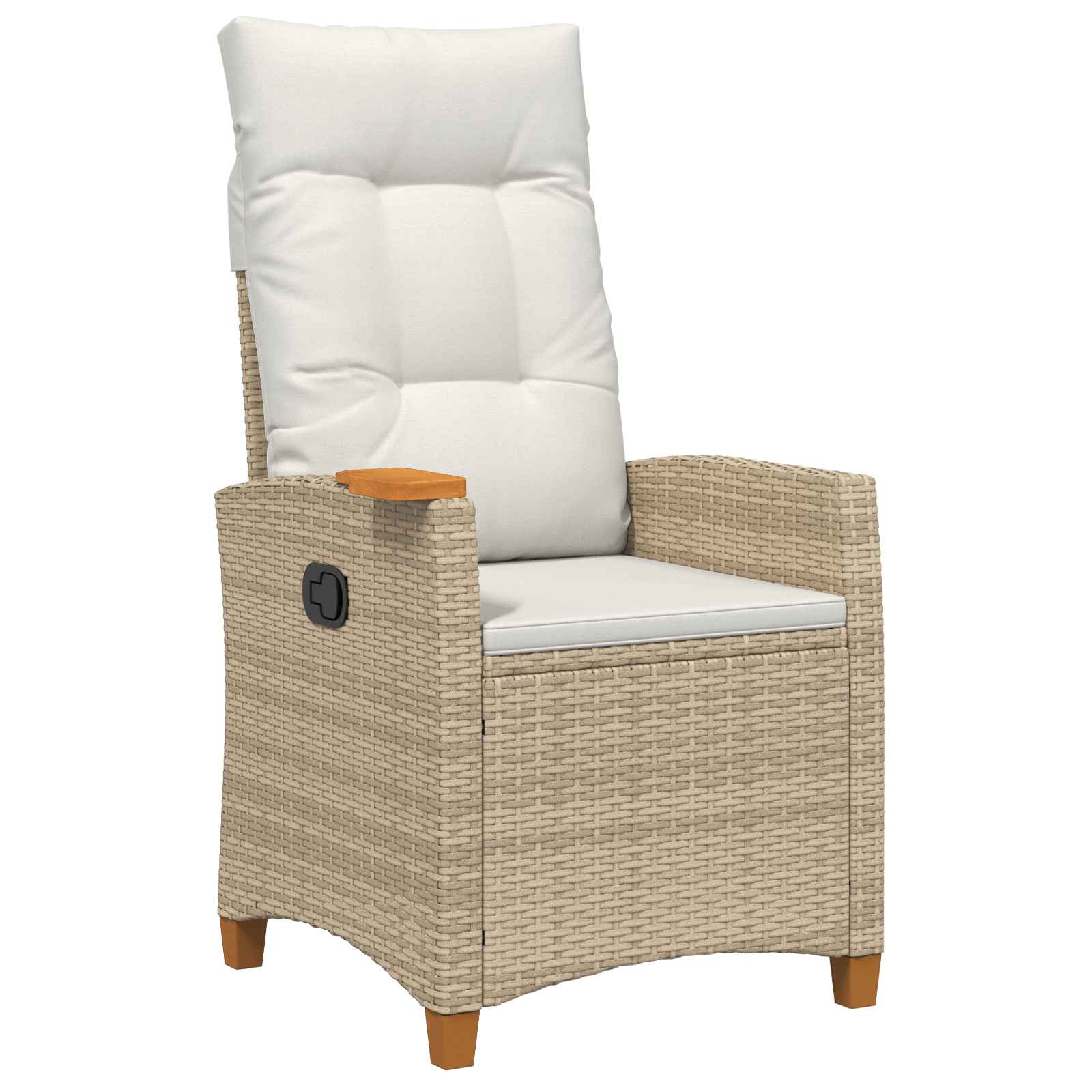 Liegestuhl Mit Teeteller Beige Und Cremeweiß Poly-rattan Vidaxl
