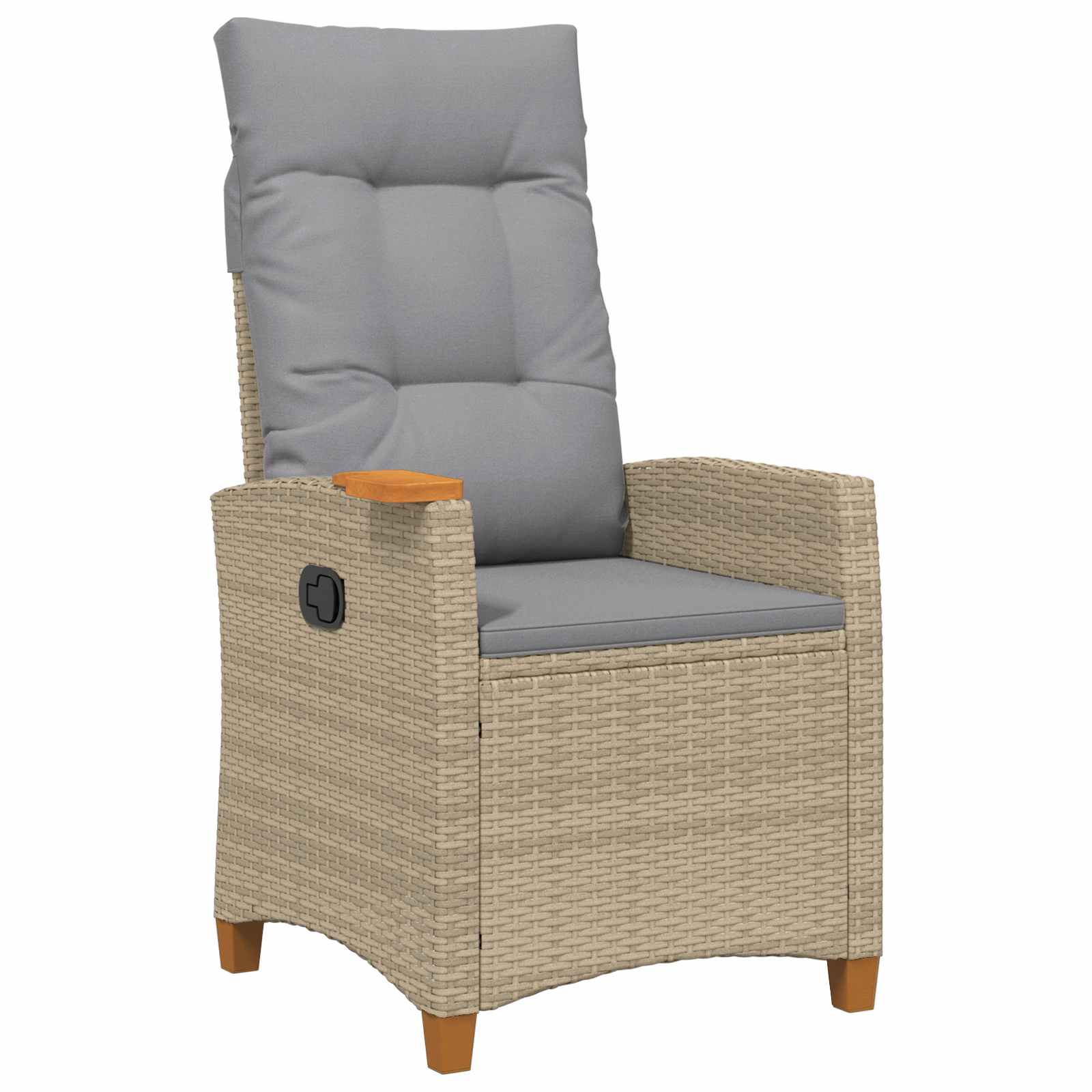 Liegestuhl Mit Teeteller Beige Und Hellgrau Poly-rattan Vidaxl
