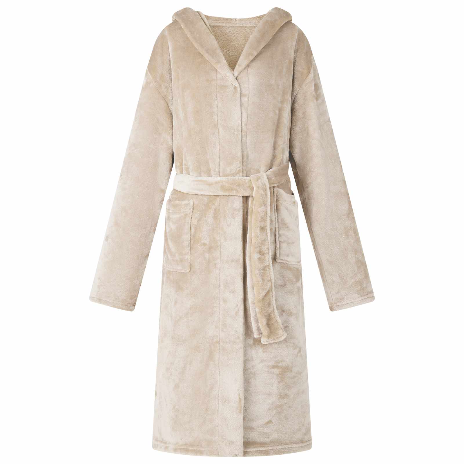 Bademantel Hoodie Beige L Flanell Vidaxl