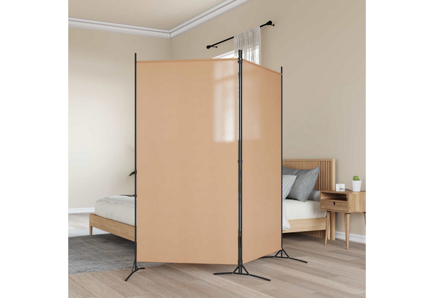 2-teiliger Raumteiler Beige 175 X 180 Cm Stoff Vidaxl