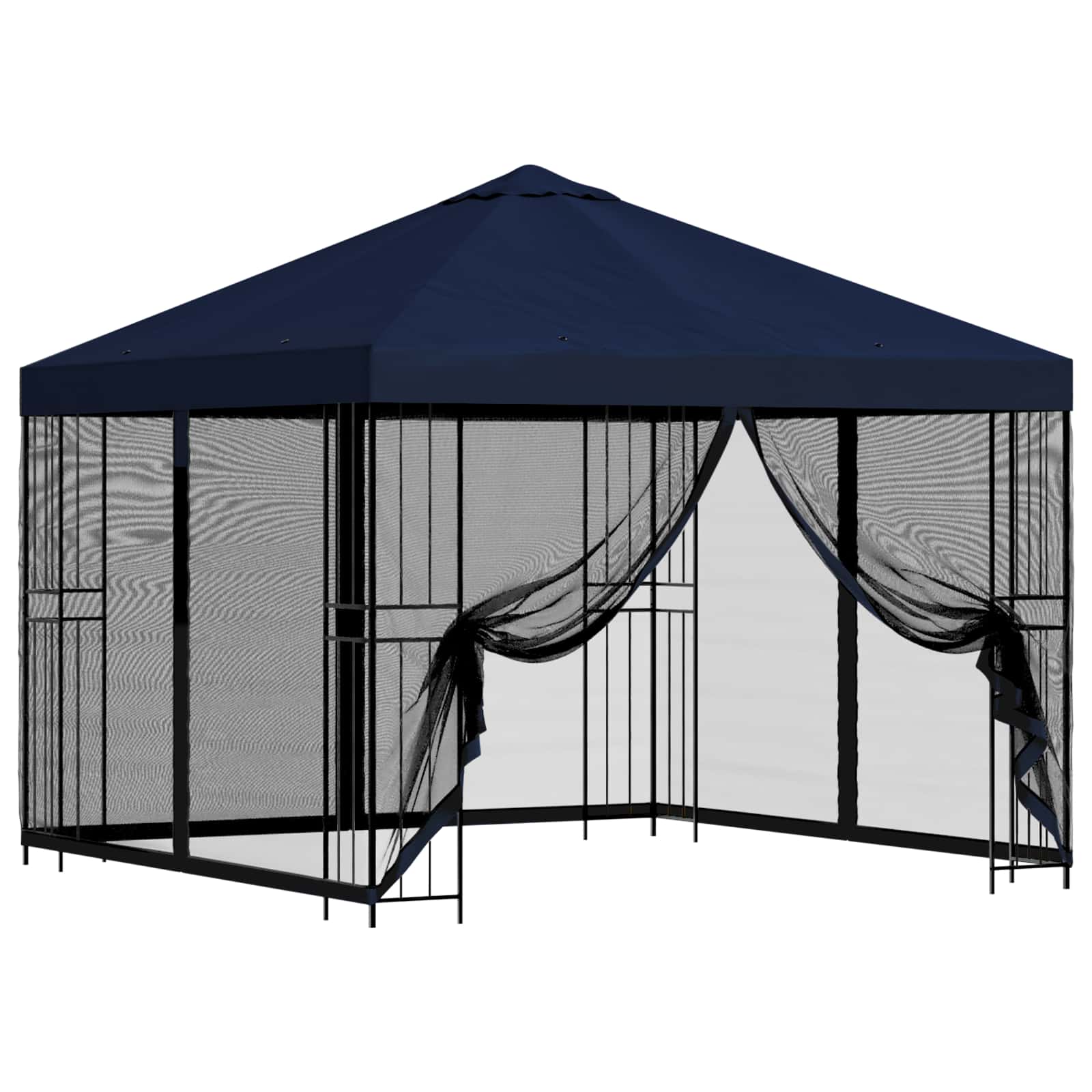 Vidaxl Garden Gazebo With Sidewalls 3 X 3 M Blue Polyester And Steel