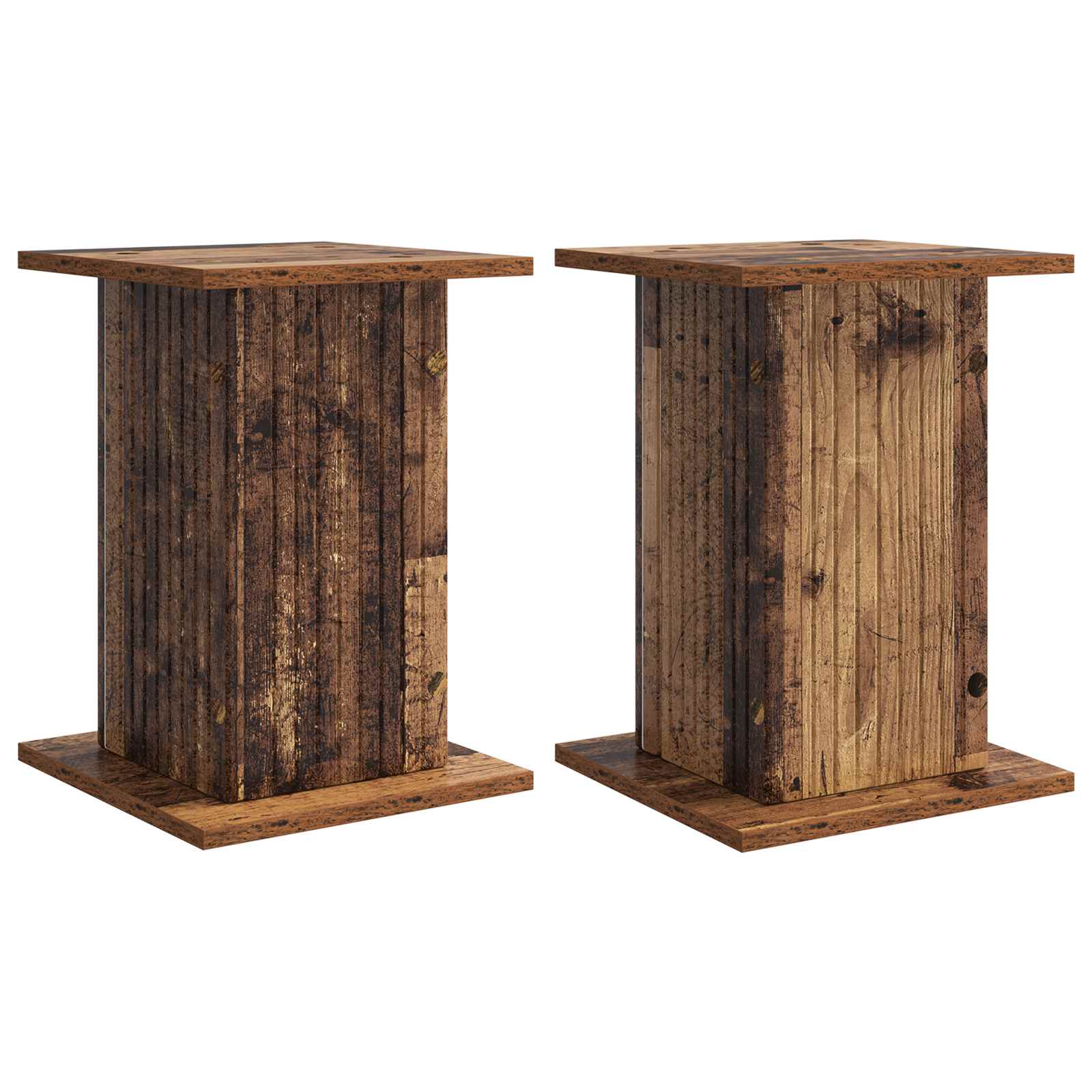 Vidaxl Plant Stand 2 Pcs Old Wood 30.5 X 30 X 43 Cm Engineered Wood