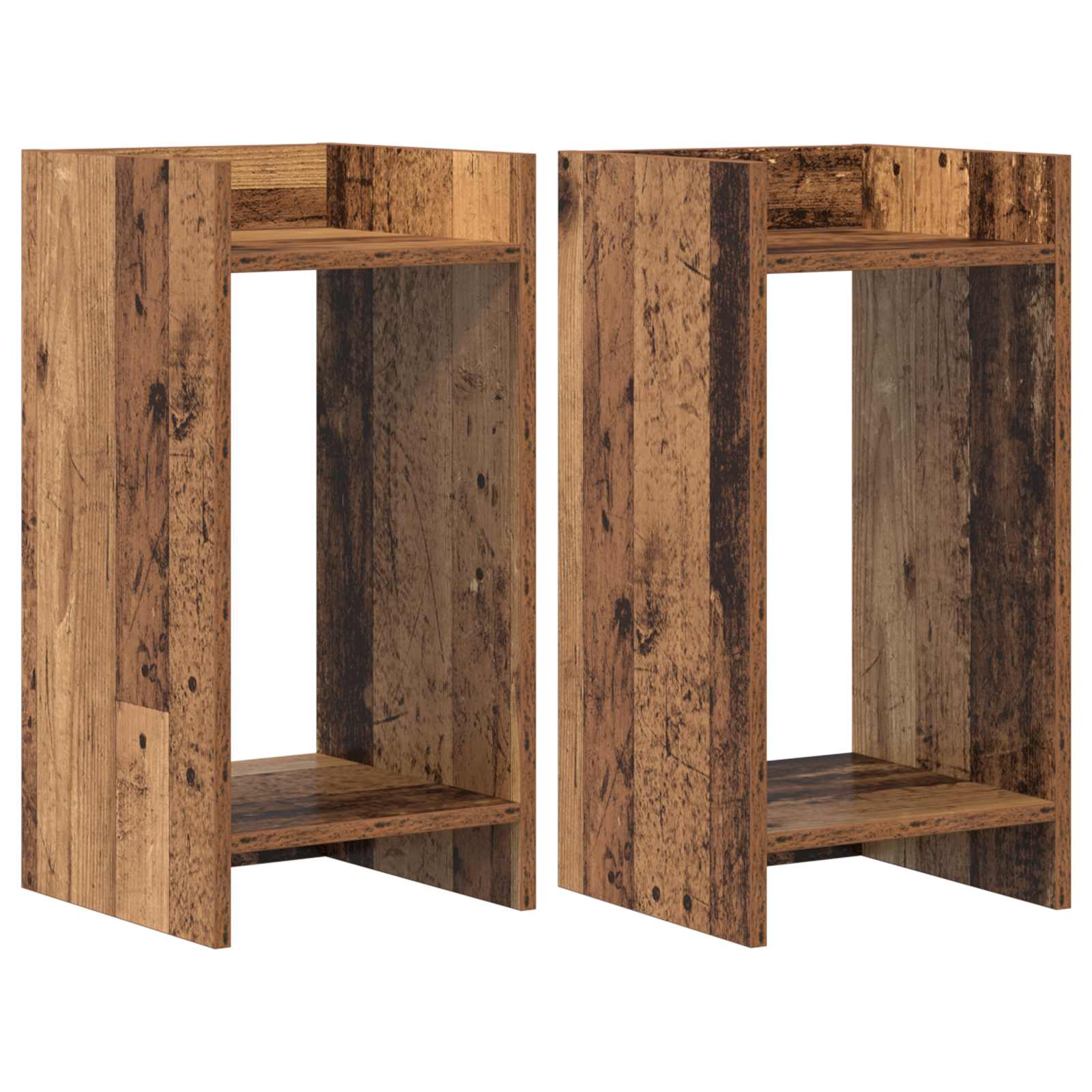 Vidaxl Plant Stand 2 Pcs Old Wood 30 X 30 X 60 Cm Engineered Wood