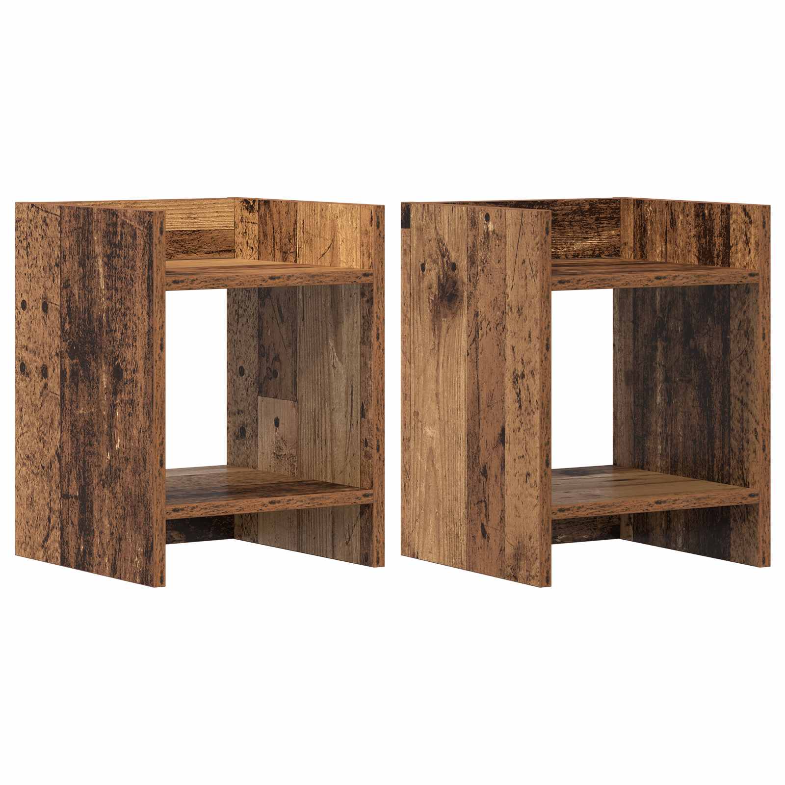 Vidaxl Plant Stand 2 Pcs Old Wood 30 X 30 X 40 Cm Engineered Wood