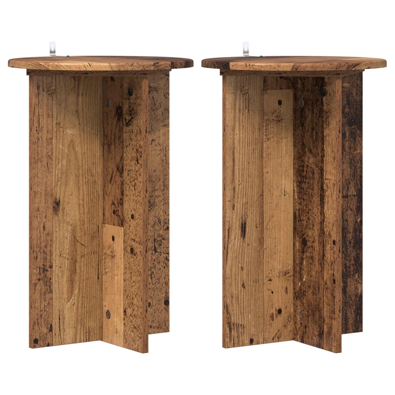 Vidaxl Plant Stand 2 Pcs Old Wood Ø40 X 60 Cm Engineered Wood