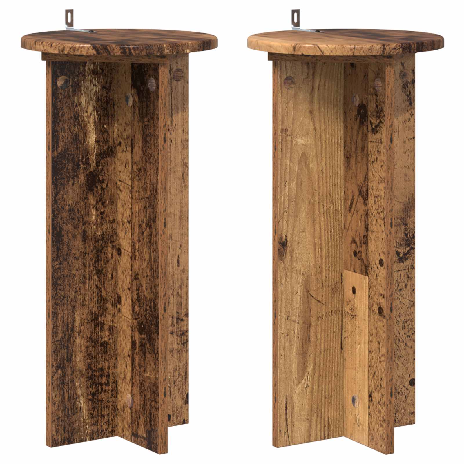 Vidaxl Plant Stand 2 Pcs Old Wood 29.5 X 29.5 X 60 Cm Engineered Wood
