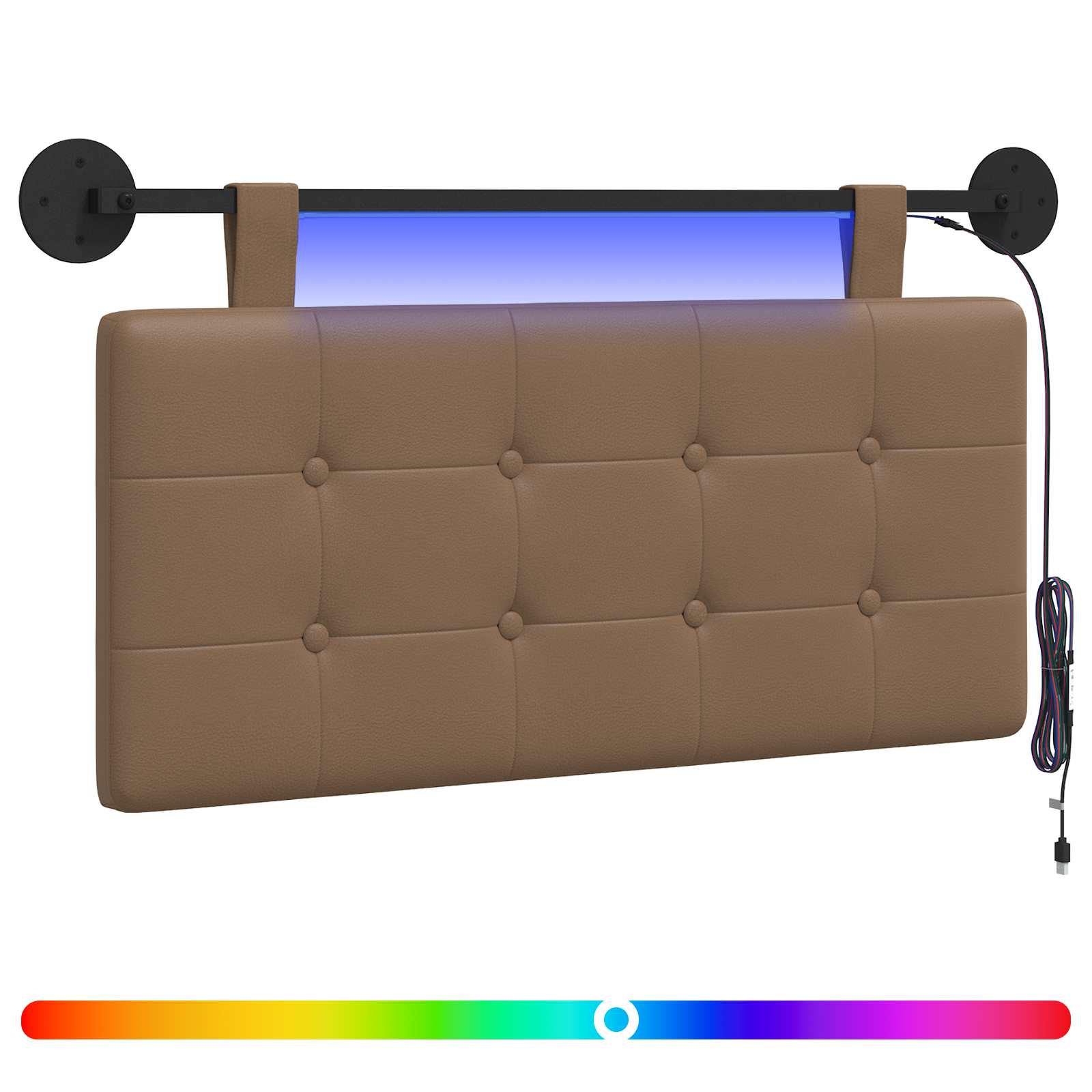 Hängendes Kopfteil Mit Led Licht Cappuccino Kunstleder Vidaxl