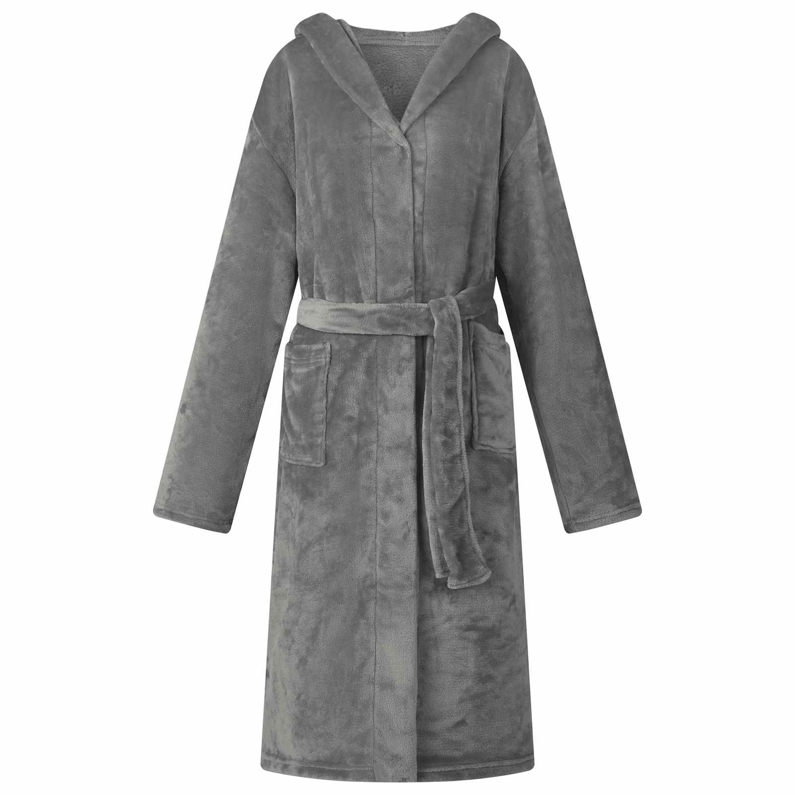 Bademantel Hoodie Dunkelgrau L Flanell Vidaxl