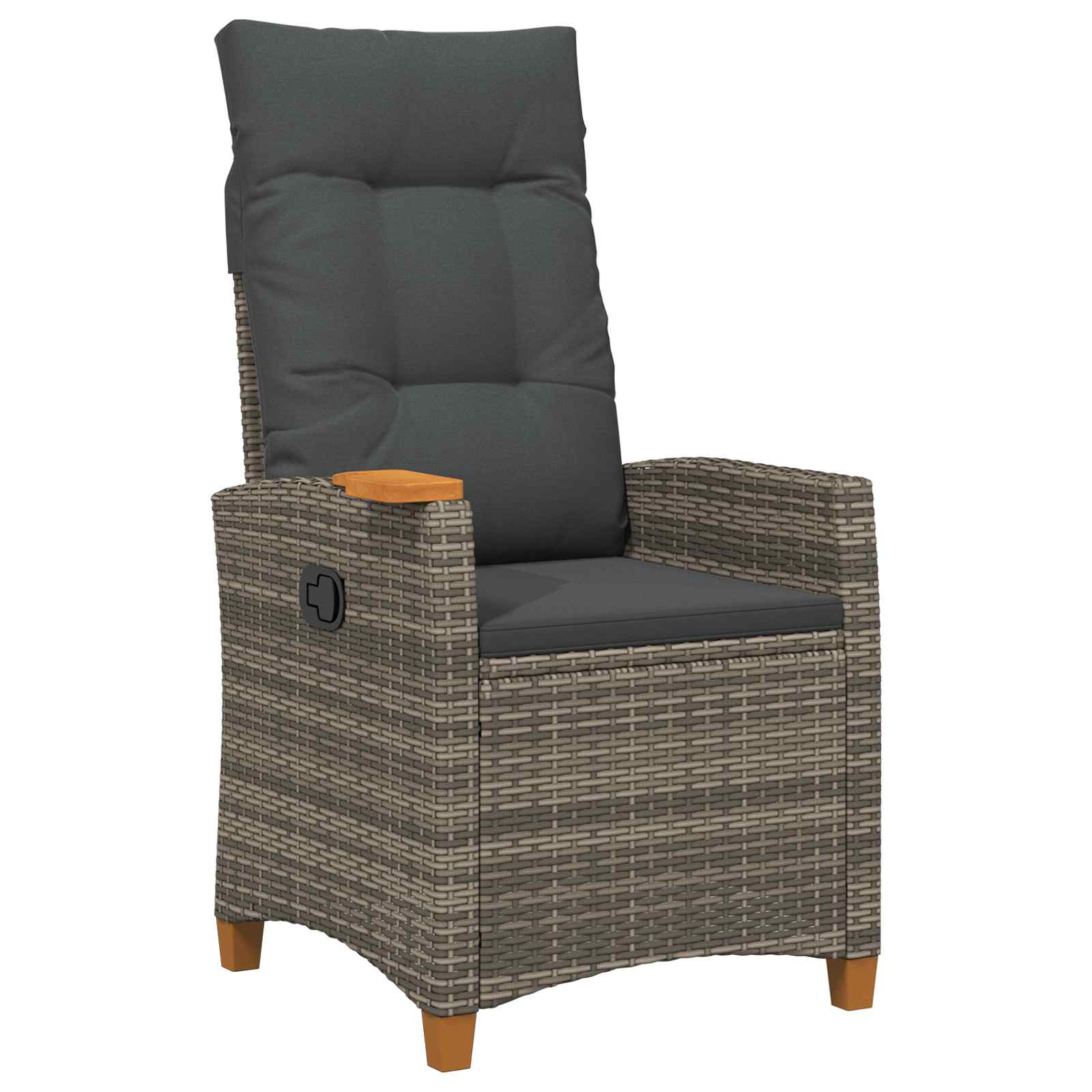 Liegestuhl Mit Teeteller Grau Und Dunkelgrau Poly-rattan Vidaxl