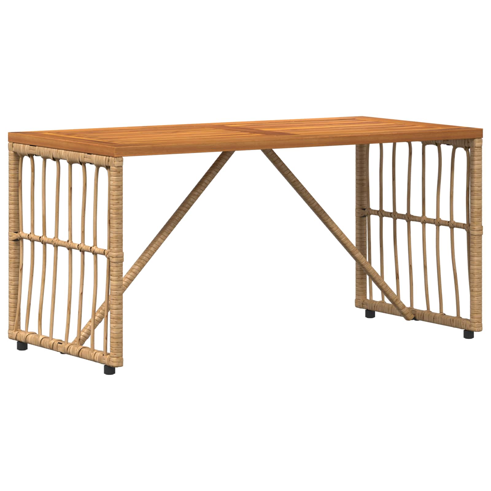 Vidaxl Outdoor Table Natural 80 X 40 X 40 Cm Steel And Poly Rattan