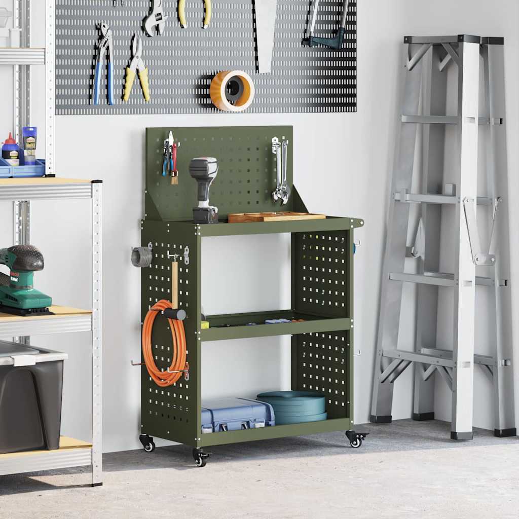 Vidaxl Tool Trolley Olive Green 65 X 35 X 111 Cm Cold-rolled Steel