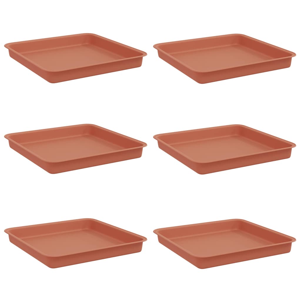 Quadratisches Blumentablett 6 Stk. Ziegelrot 18 X 18 X 2 Cm Vidaxl