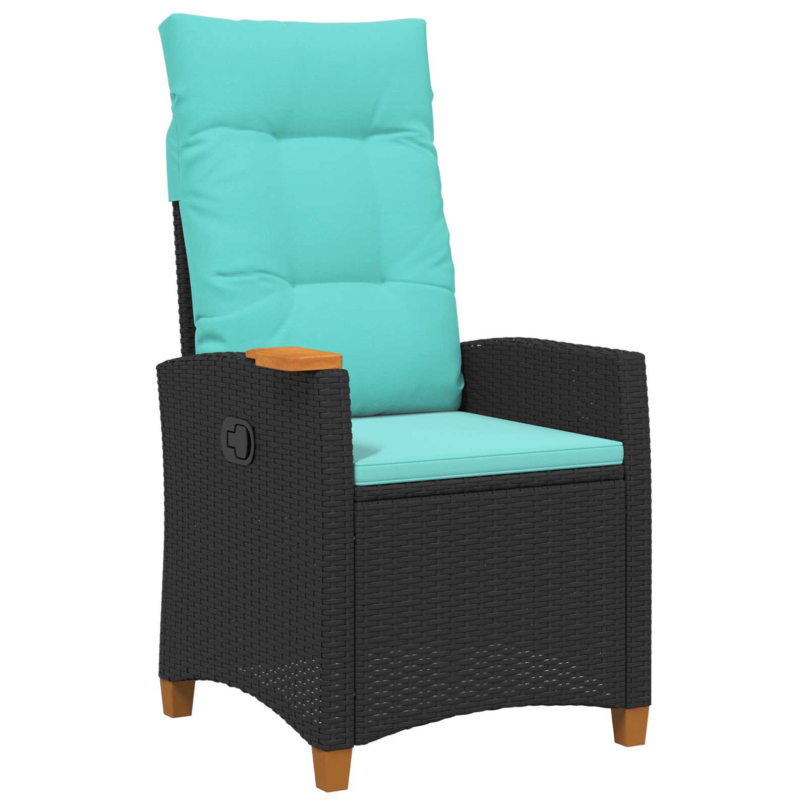 Liegestuhl Mit Teeteller Schwarz Und Türkis Poly-rattan Vidaxl