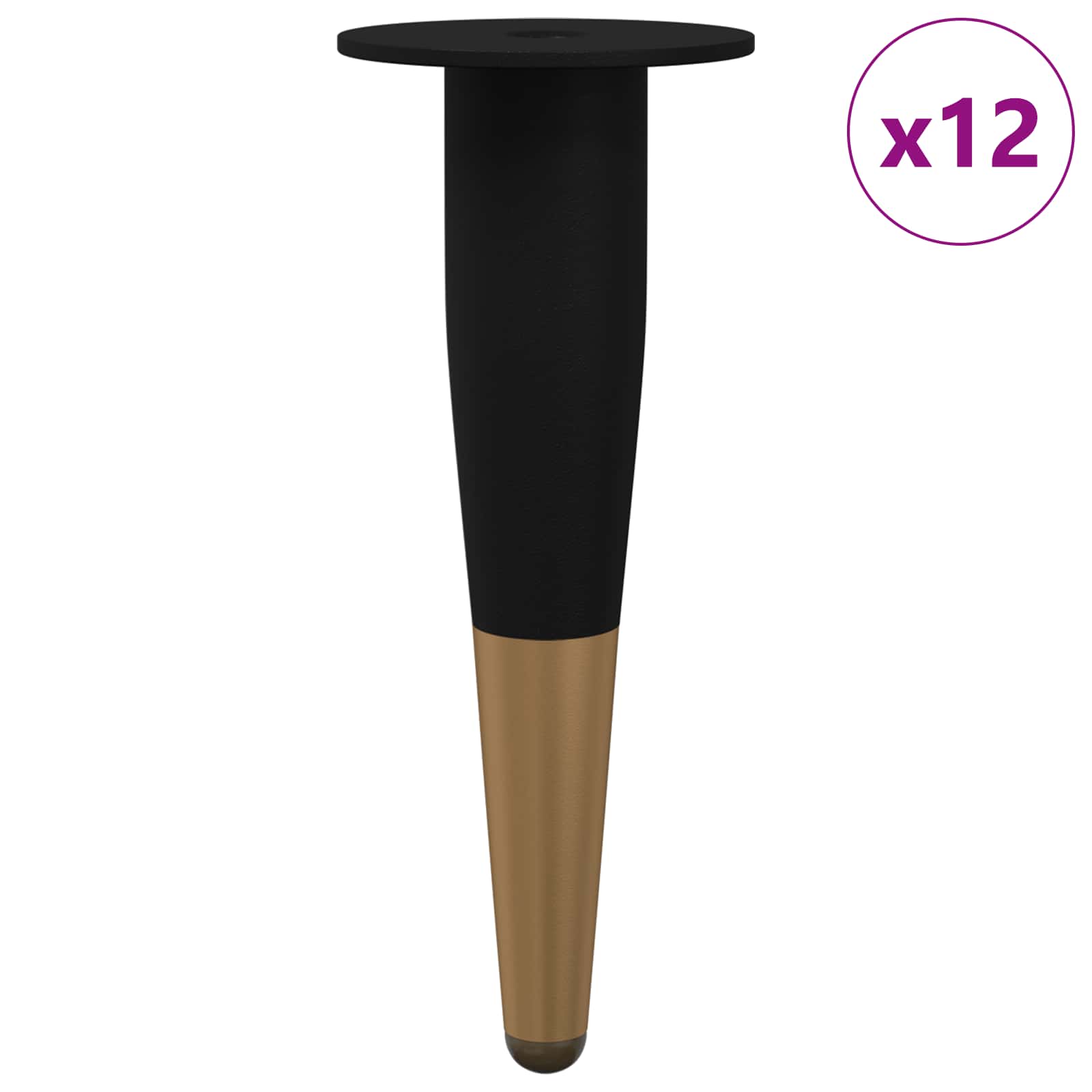 Vidaxl Furniture Feet 12 Pcs Black And Gold Ø 40 X 98 Mm Iron