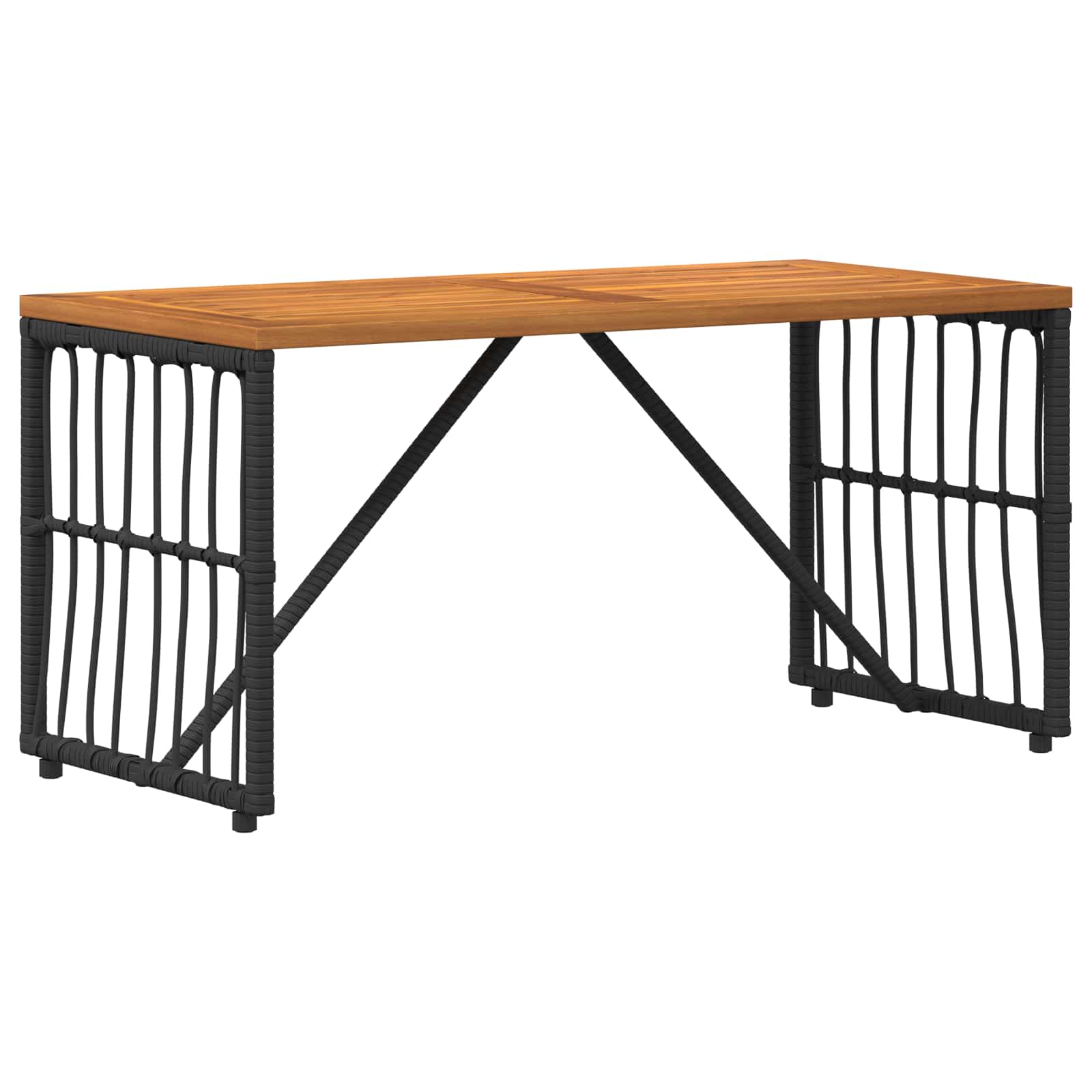 Vidaxl Outdoor Table Black 80 X 40 X 40 Cm Steel And Poly Rattan