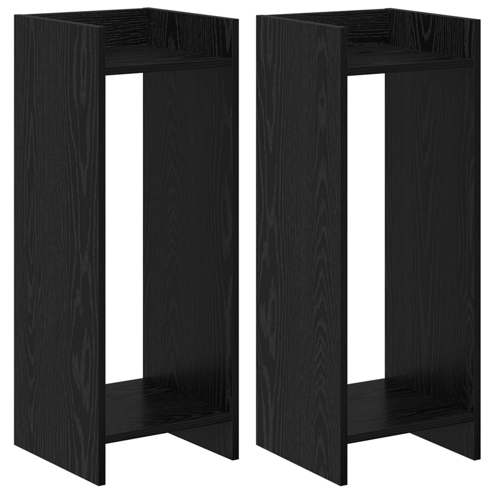 Vidaxl Plant Stand 2 Pcs Black Oak 30 X 30 X 80 Cm Engineered Wood