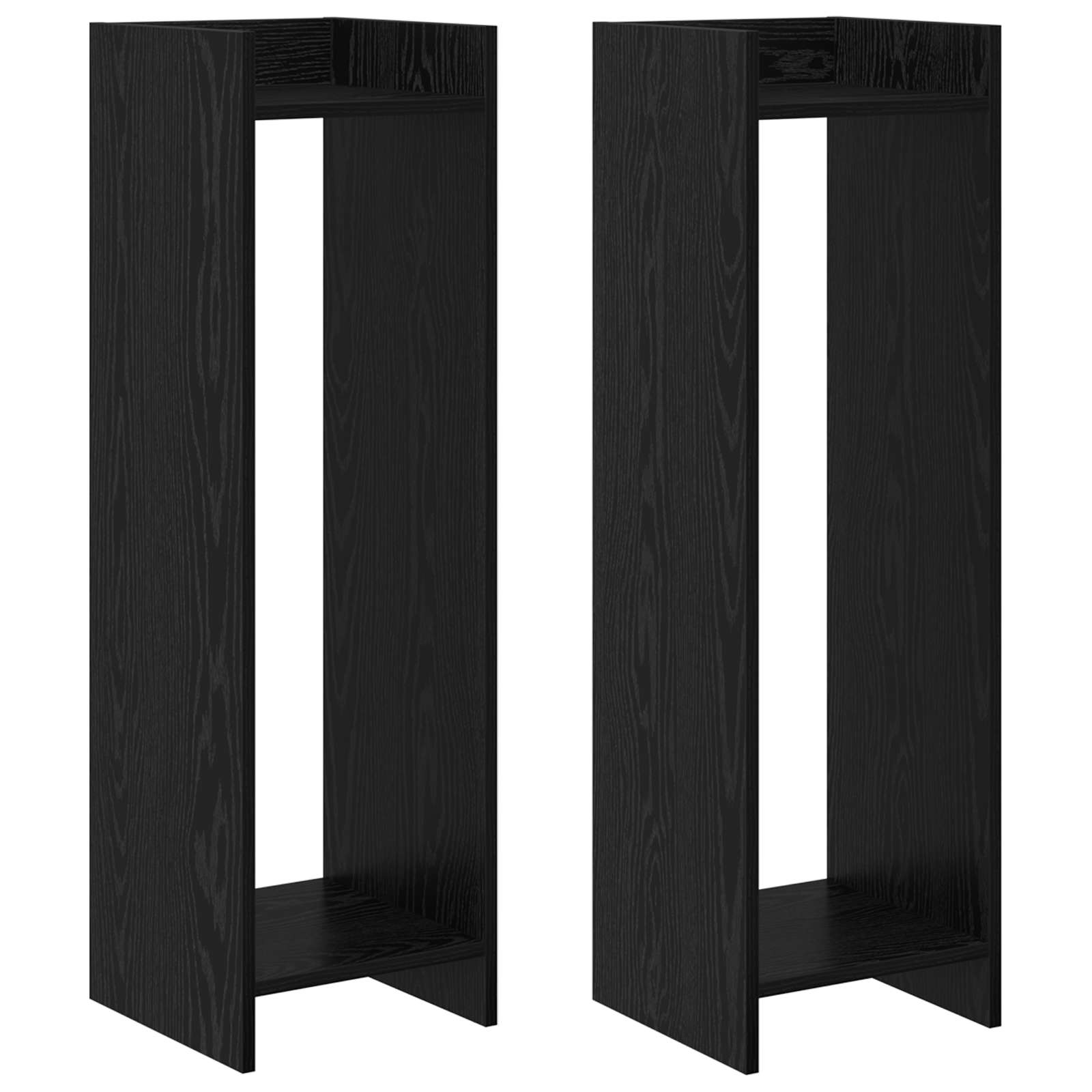 Vidaxl Plant Stand 2 Pcs Black Oak 30 X 30 X 100 Cm Engineered Wood