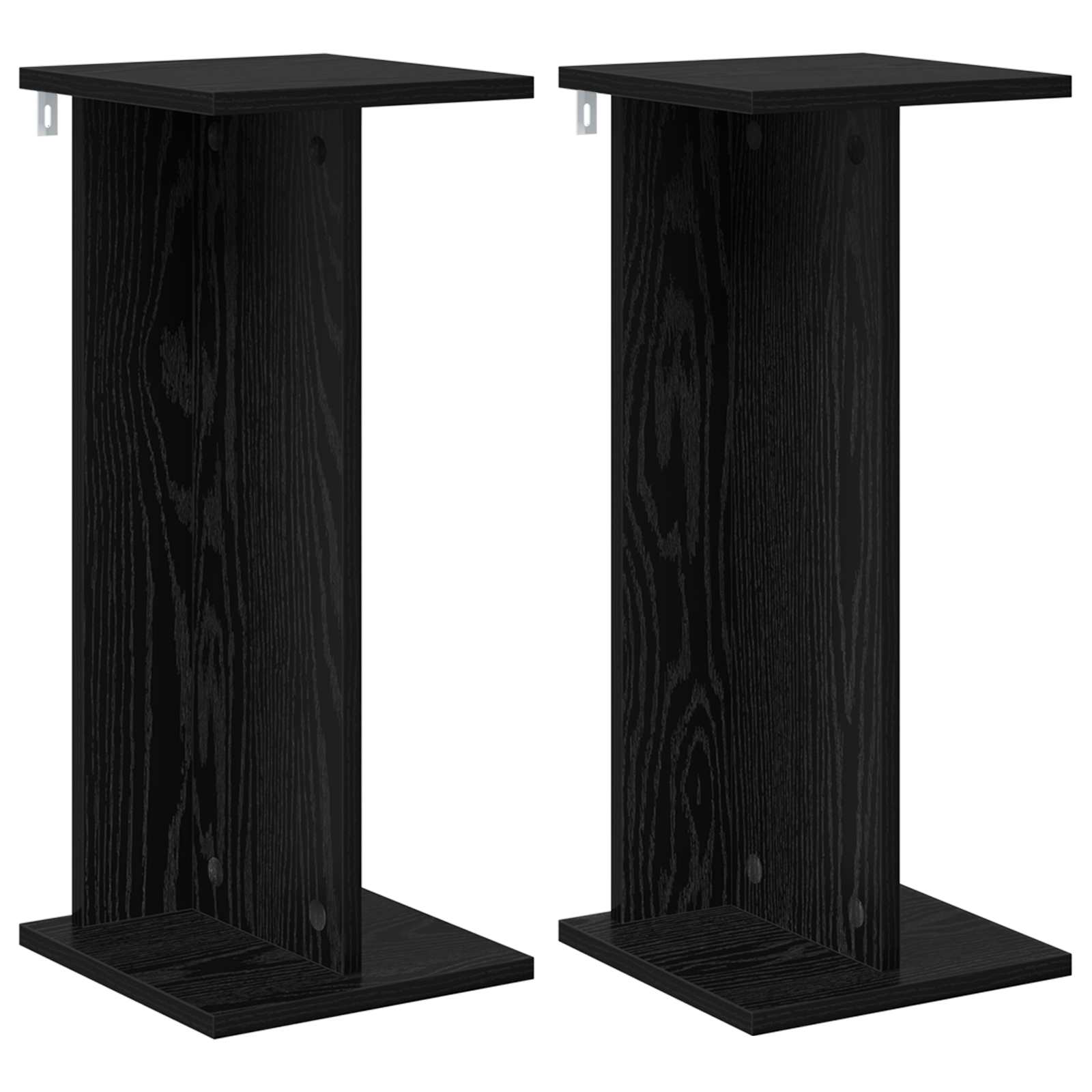 Vidaxl Plant Stand 2 Pcs Black Oak 25 X 25.5 X 60.5 Cm Engineered Wood