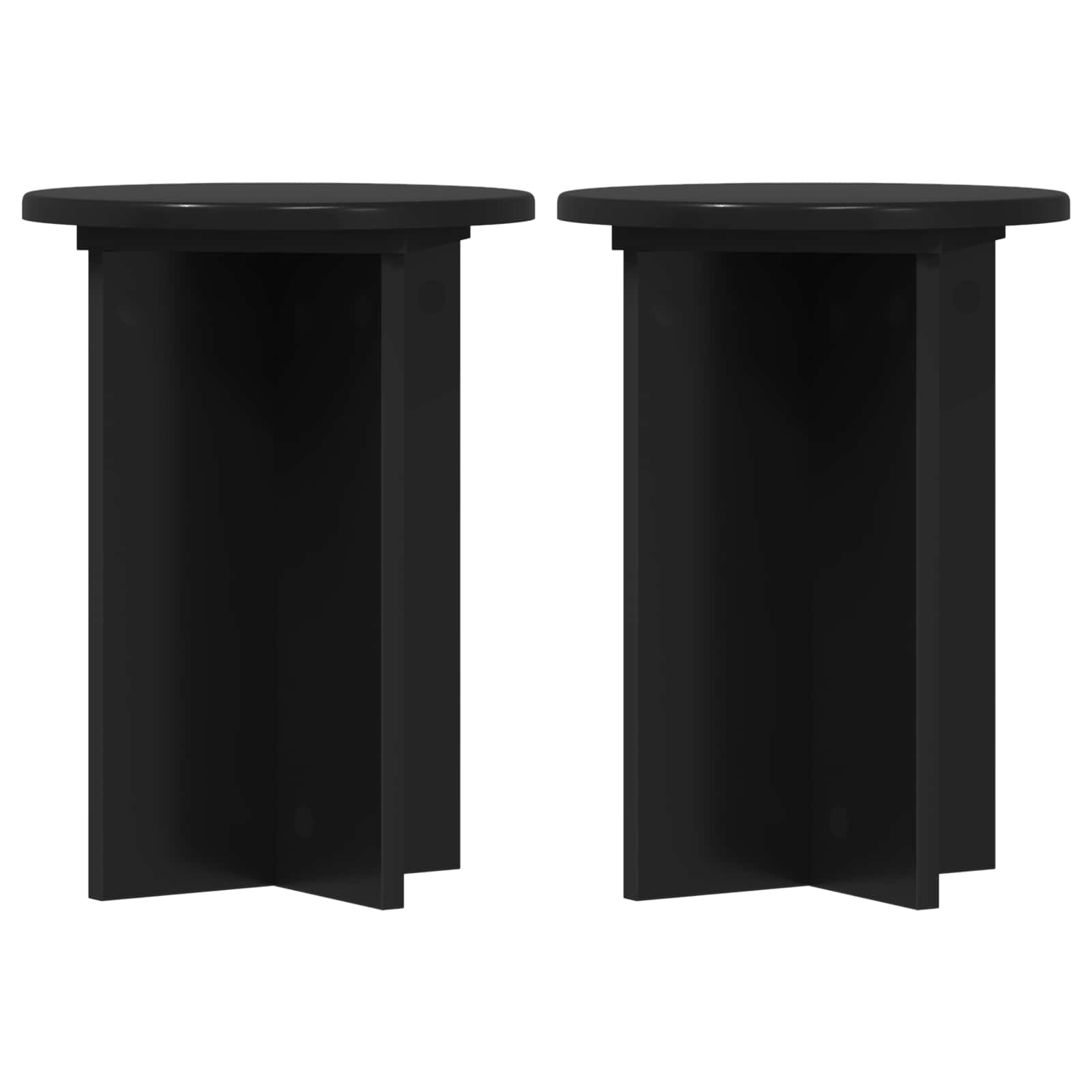 Vidaxl Plant Stand 2 Pcs Black Ø29.5 X 40 Cm Engineered Wood