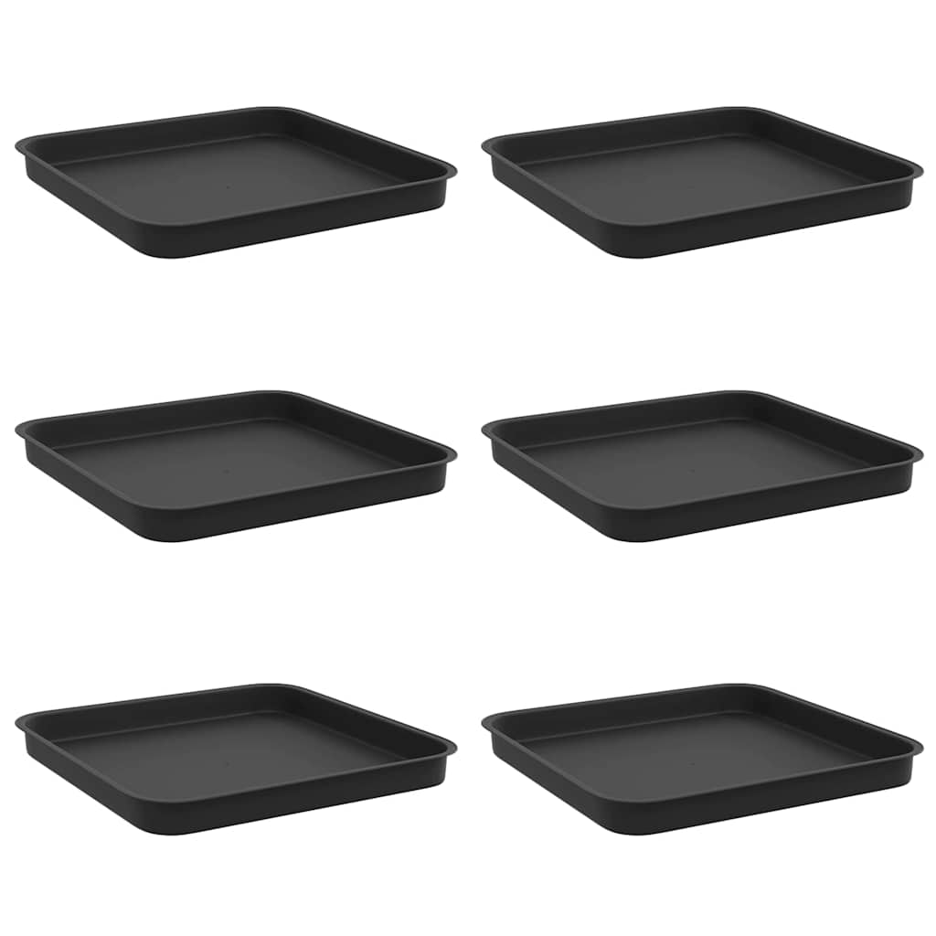 Quadratisches Blumentablett 6 Stk. Schwarz 21 X 21 X 2 Cm Vidaxl