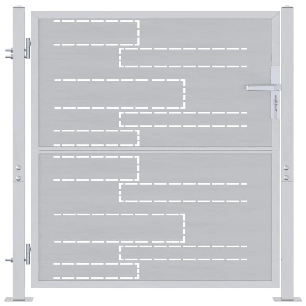 Vidaxl Garden Gate With Lock Silver 85 X 97 Cm Stainless Steel